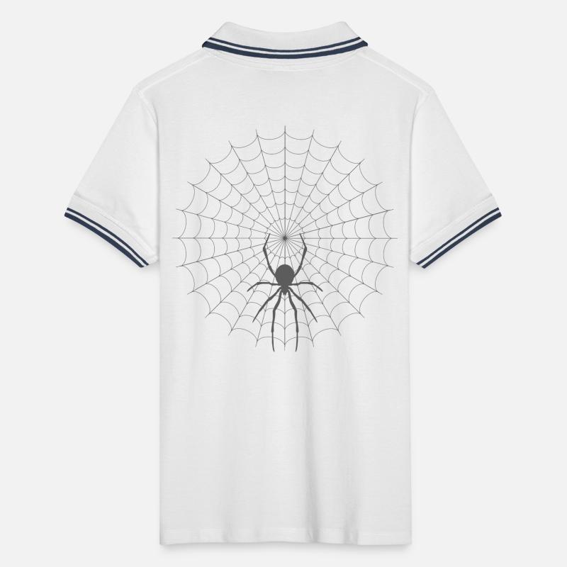 Spider Web Silhouette Men's Tipped Polo Shirt