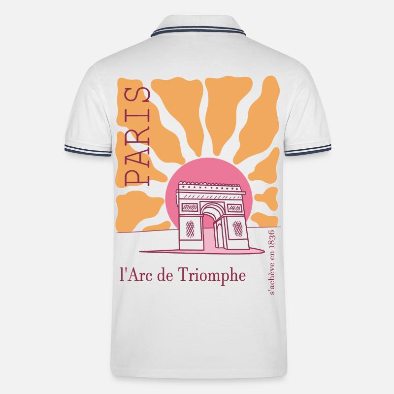 Frankreich arc de triomphe - Männer Tipped Poloshirt - Weiß/Navy