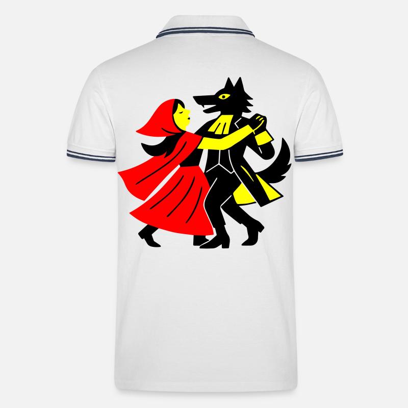 Walzer mit dem Wolf - Männer Tipped Poloshirt - Weiß/Navy
