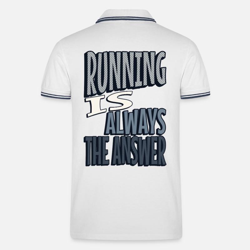 Running is always the answer - Männer Tipped Poloshirt - Weiß/Navy