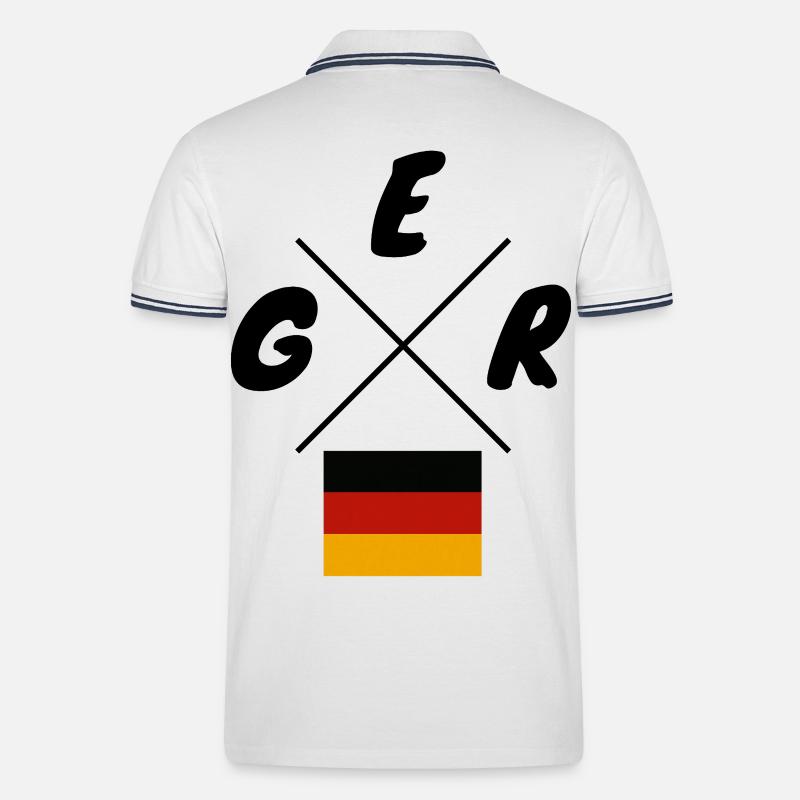 Deutsche Flaggen GER Schriftzug - Männer Tipped Poloshirt - Weiß/Navy