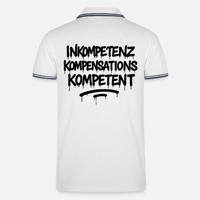 Indemnisation de l’incompétence Compétence – Büro Spruch - Polo tipped Homme - blanc/marine