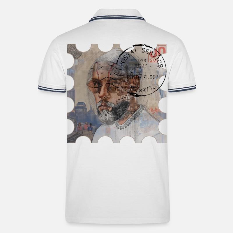 POSTSTEMPELJAHR 2000 - Männer Tipped Poloshirt - Weiß/Navy