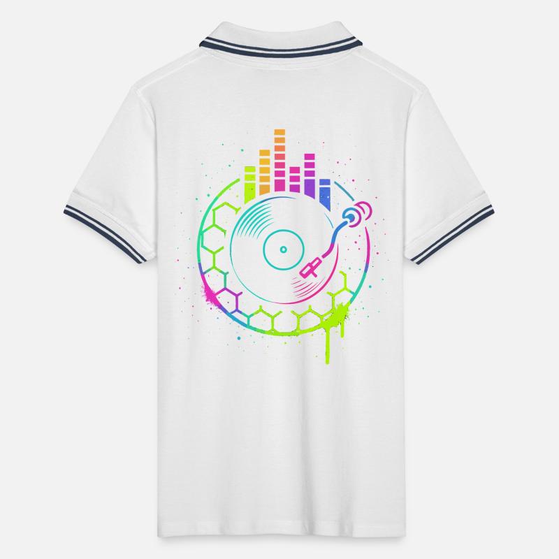 Musique Vinyle Platine DJ Equalizer Retro Polo tipped Homme