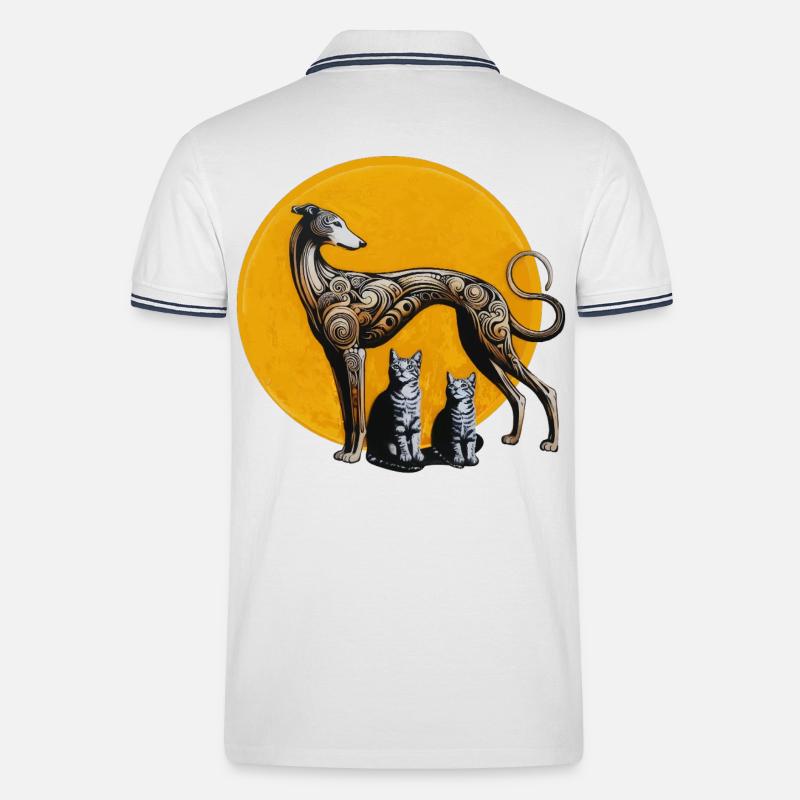 Galgo & Katzen StreetArt - Rough - Männer Tipped Poloshirt - Weiß/Navy