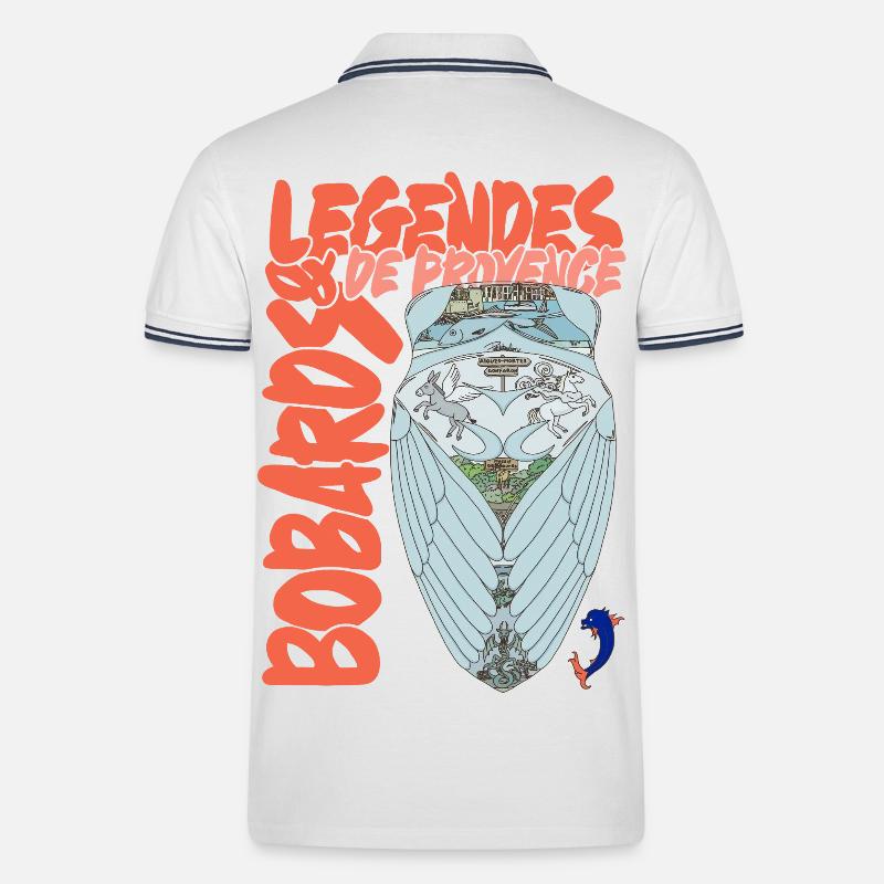 Legenden der Provence Cicada - Männer Tipped Poloshirt - Weiß/Navy