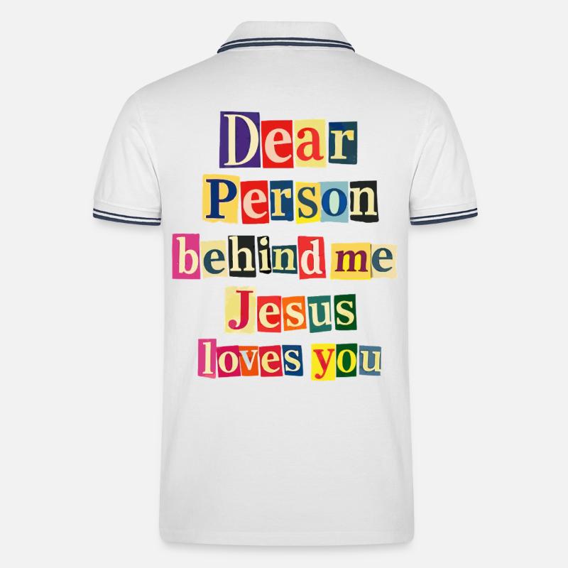 Jesus liebt dich positive Botschaft - Männer Tipped Poloshirt - Weiß/Navy