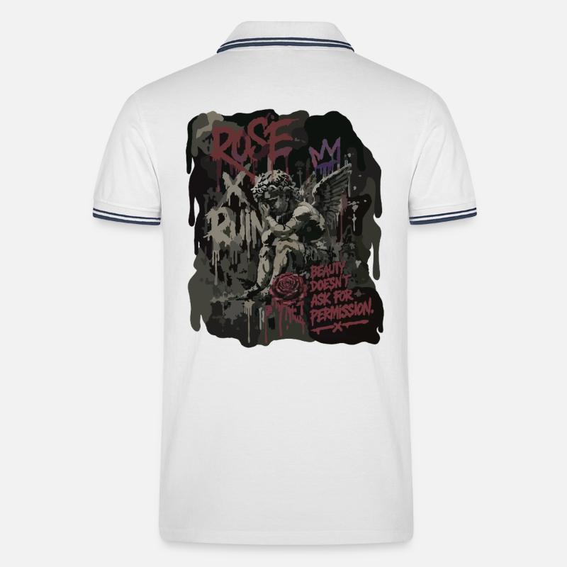 Rose x Ruin - Broken Saint - Männer Tipped Poloshirt - Weiß/Navy