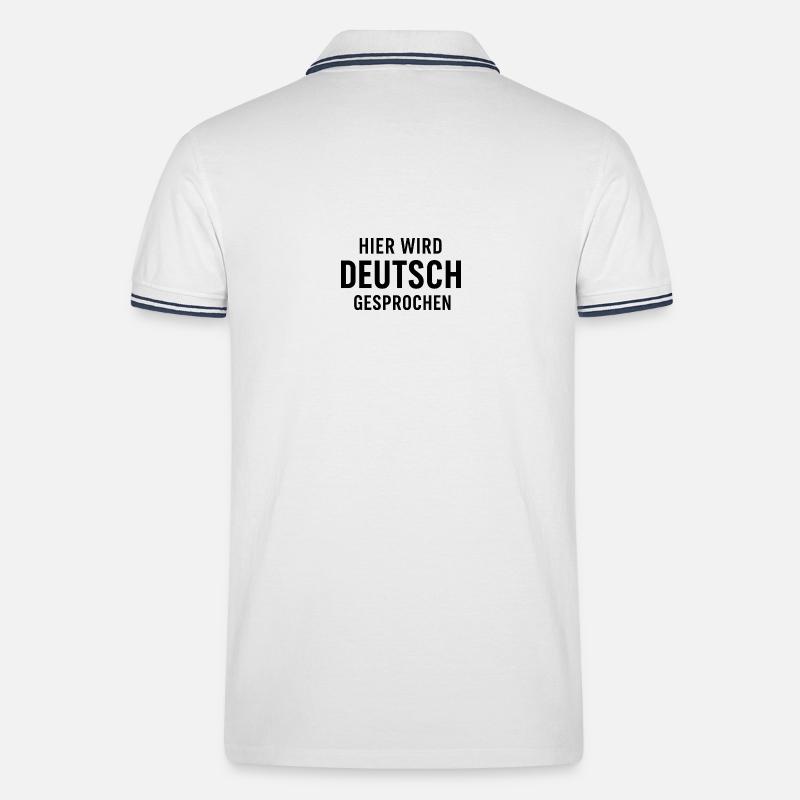 Hier Wird Deutsch Gesprochen - Männer Tipped Poloshirt - Weiß/Navy