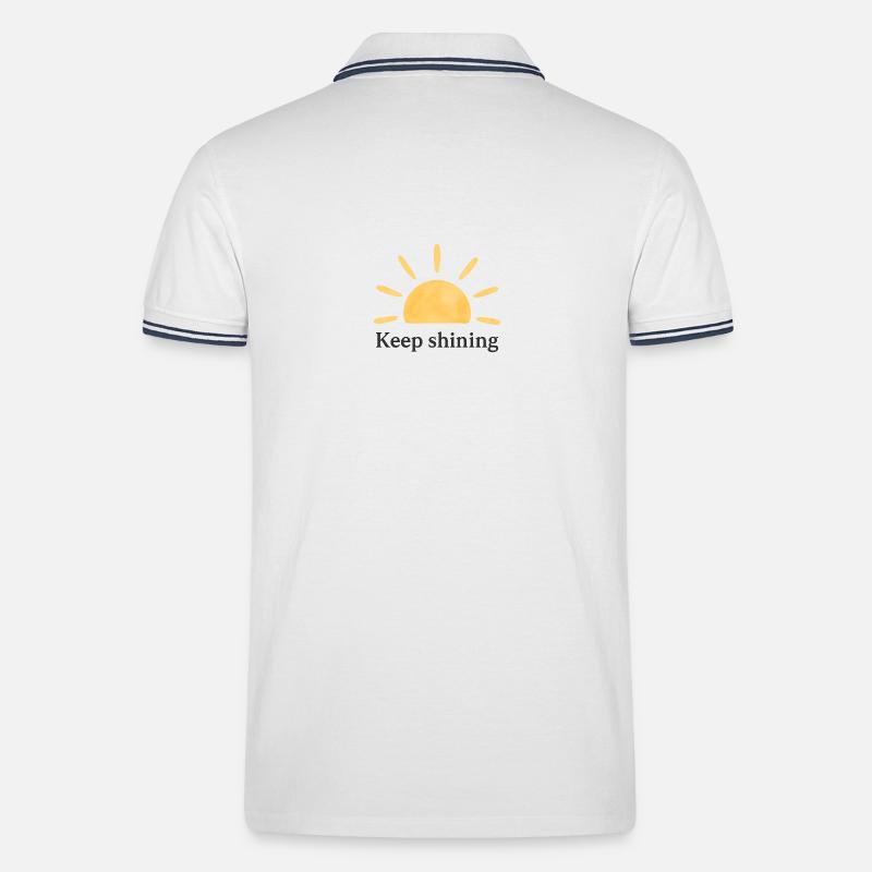 Keep Shining – Sonne – Minimalistisch - Männer Tipped Poloshirt - Weiß/Navy