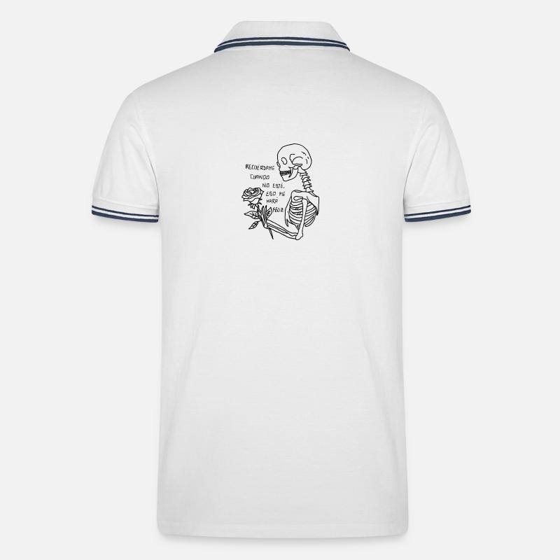 Skelett mit Rose - Männer Tipped Poloshirt - Weiß/Navy