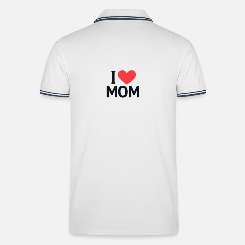Ich liebe das MOM-Herzdesign - Männer Tipped Poloshirt - Weiß/Navy