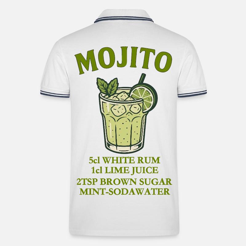 Mojito Design mit Limette und Minze - Männer Tipped Poloshirt - Weiß/Navy