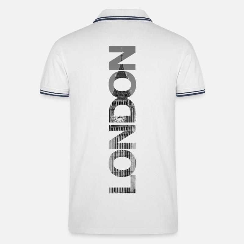 London Big Ben - Geschenk - Männer Tipped Poloshirt - Weiß/Navy