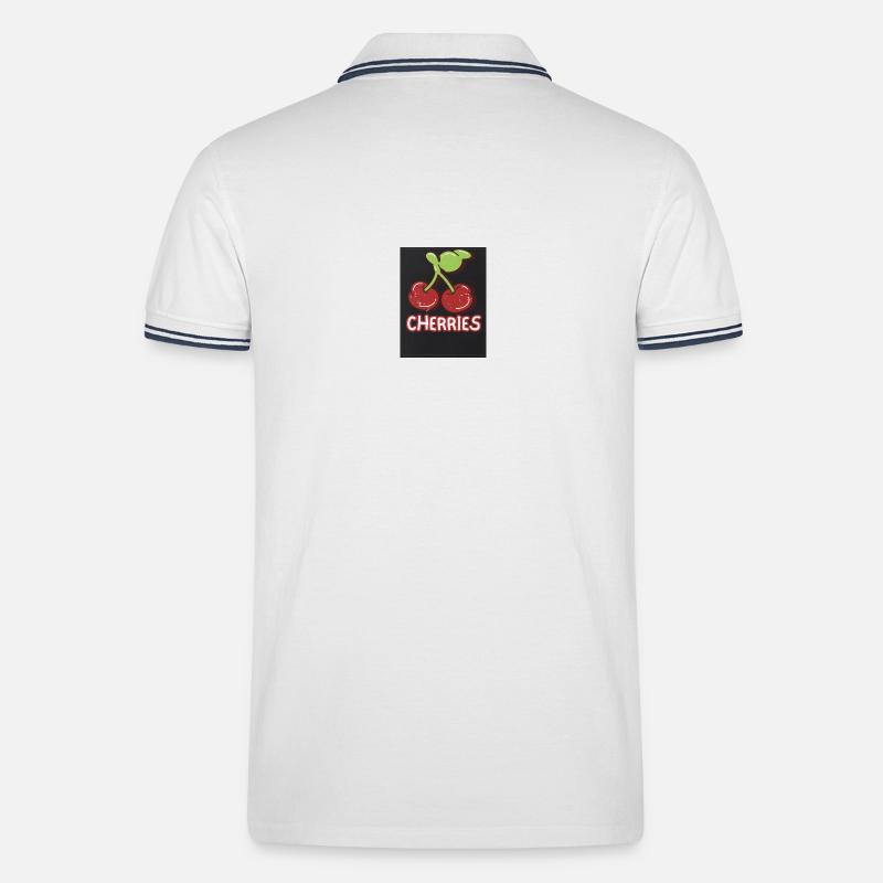 Cherry Duo Retro-Abzeichen - Männer Tipped Poloshirt - Weiß/Navy