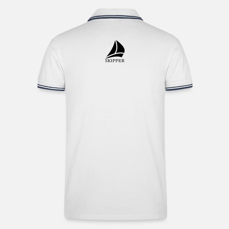 skipper segelboot logo - Männer Tipped Poloshirt - Weiß/Navy