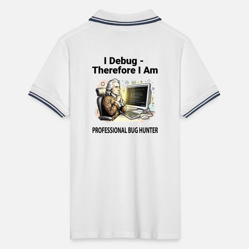 Retro Scholar at Coding Console - light background Men's Tipped Polo Shirt