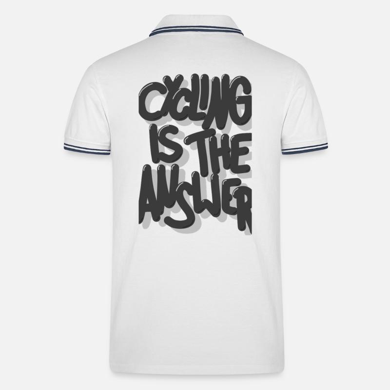 Cycling is the answer grau - Männer Tipped Poloshirt - Weiß/Navy