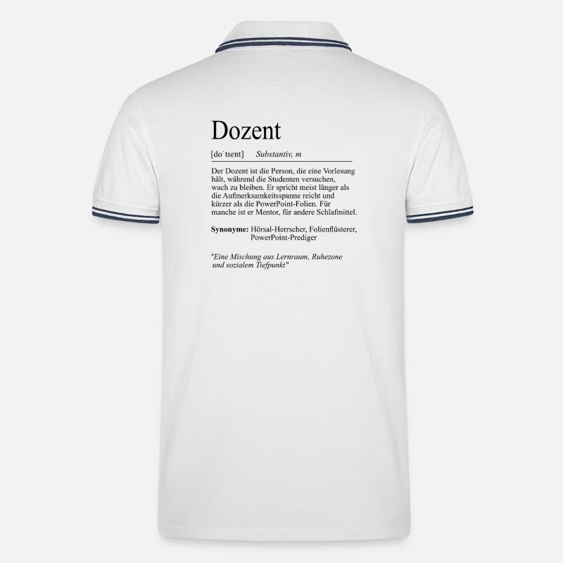Unispruch "Dozent" Student Geschenk, Studenten - Männer Tipped Poloshirt - Weiß/Navy