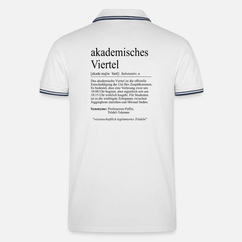 Unispruch "akademisches Viertel" Student Studenten - Männer Tipped Poloshirt - Weiß/Navy