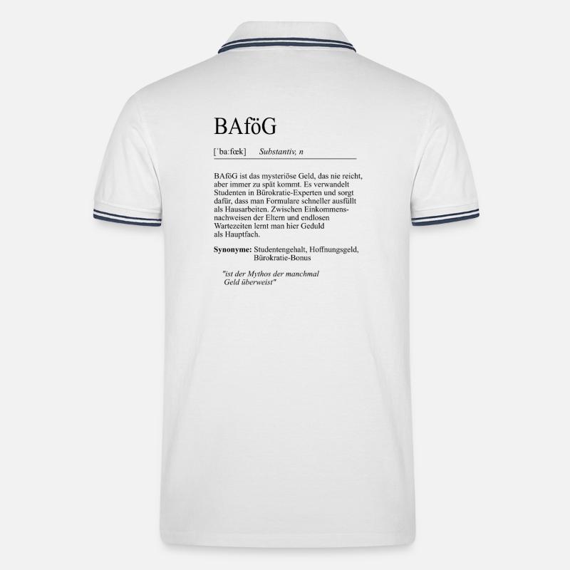 Unispruch "BAföG" Student Geschenk, Studenten - Männer Tipped Poloshirt - Weiß/Navy