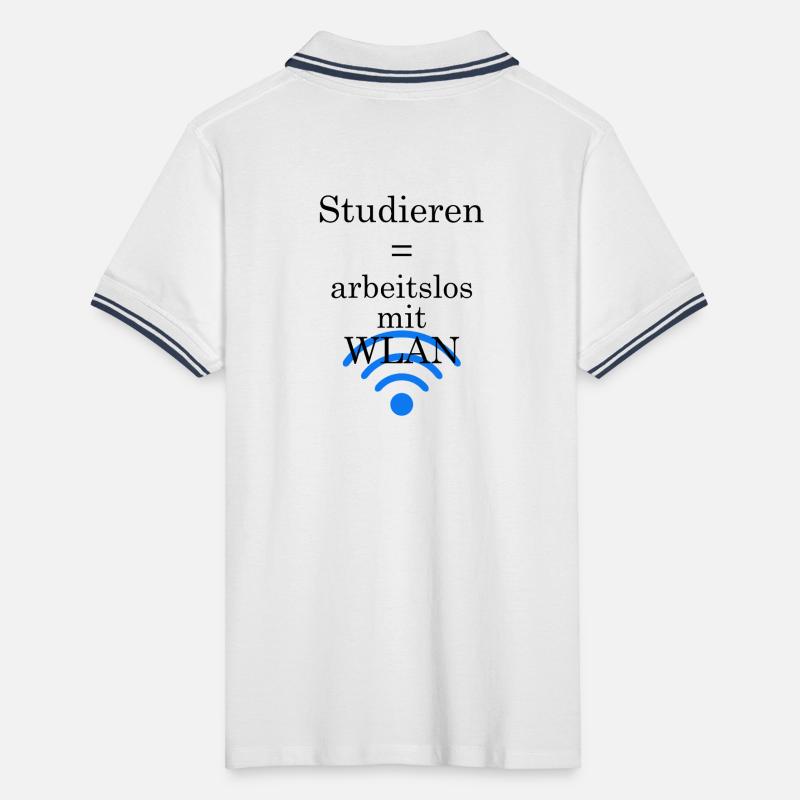 University slogan "Unemployed with WLAN" gift students Men's Tipped Polo Shirt