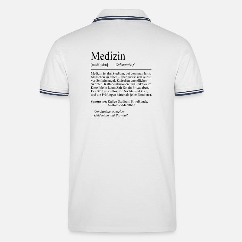 Unispruch "Medizin" Student Geschenk, Studenten - Männer Tipped Poloshirt - Weiß/Navy