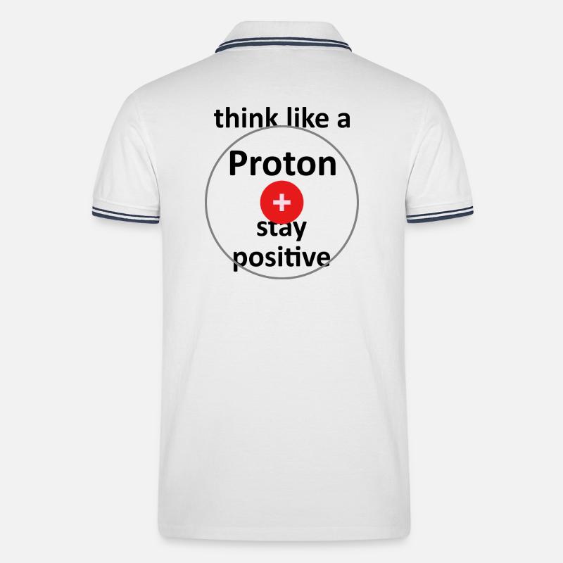 Unispruch "like a proton" Geschenk, Studenten - Männer Tipped Poloshirt - Weiß/Navy