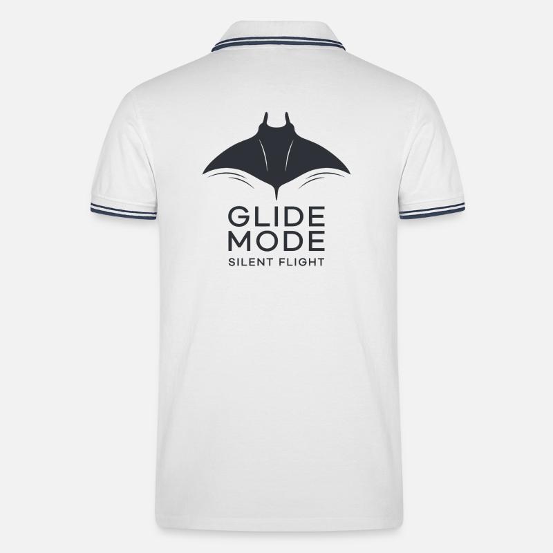 GLIDE MODE – minimalistische Mantarochen-Silhouett - Männer Tipped Poloshirt - Weiß/Navy
