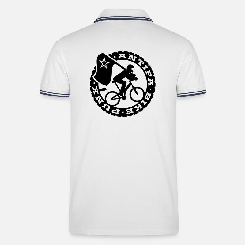 Antifa Bike Punks - Männer Tipped Poloshirt - Weiß/Navy