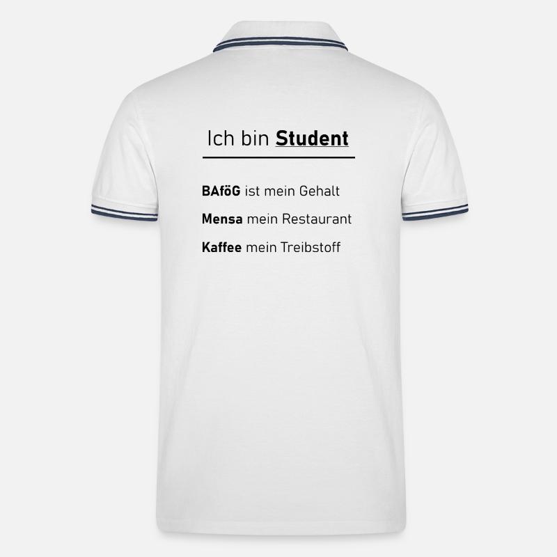Unispruch "Ich bin Student" Geschenk, Studenten - Männer Tipped Poloshirt - Weiß/Navy