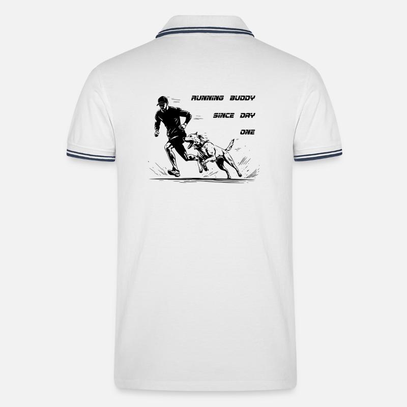 Joggen mit Hund Running Buddy - Männer Tipped Poloshirt - Weiß/Navy