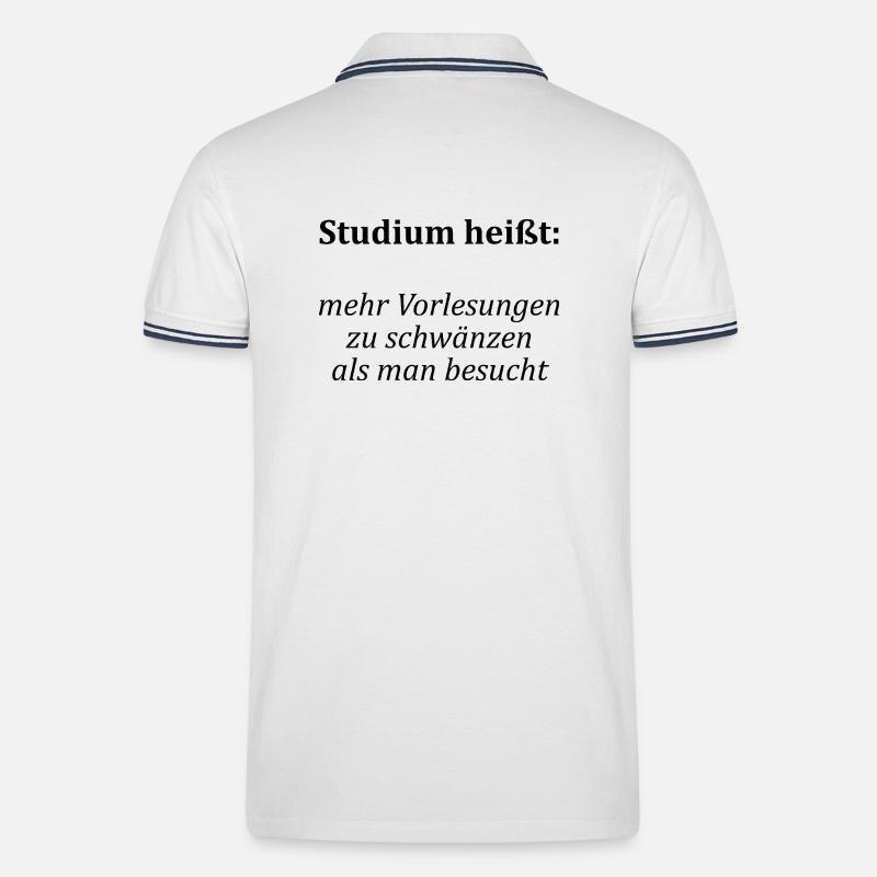 Unispruch "Vorlesungen schwänzen"Student Studenten - Männer Tipped Poloshirt - Weiß/Navy