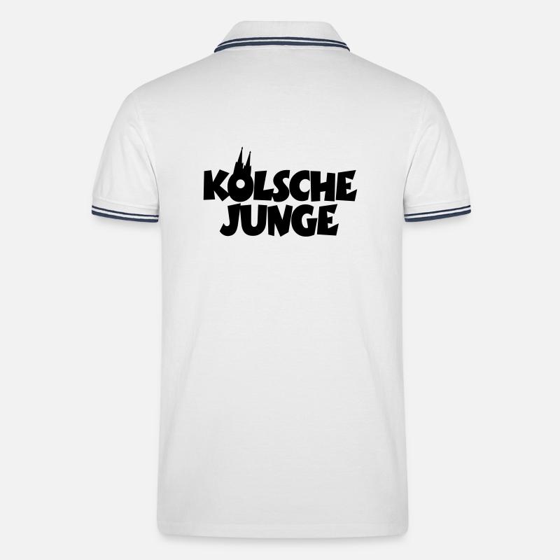 Kölsche Junge - Kölner Jungs aus Köln - Männer Tipped Poloshirt - Weiß/Navy