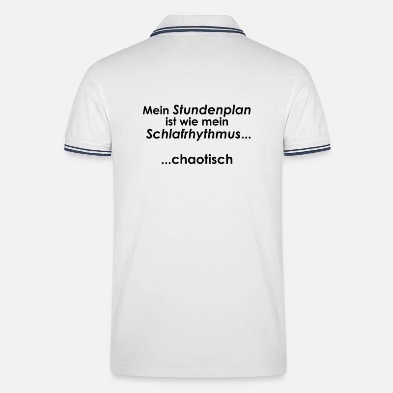 Unispruch "Schlafrhytmus" Geschenk, Studenten - Männer Tipped Poloshirt - Weiß/Navy
