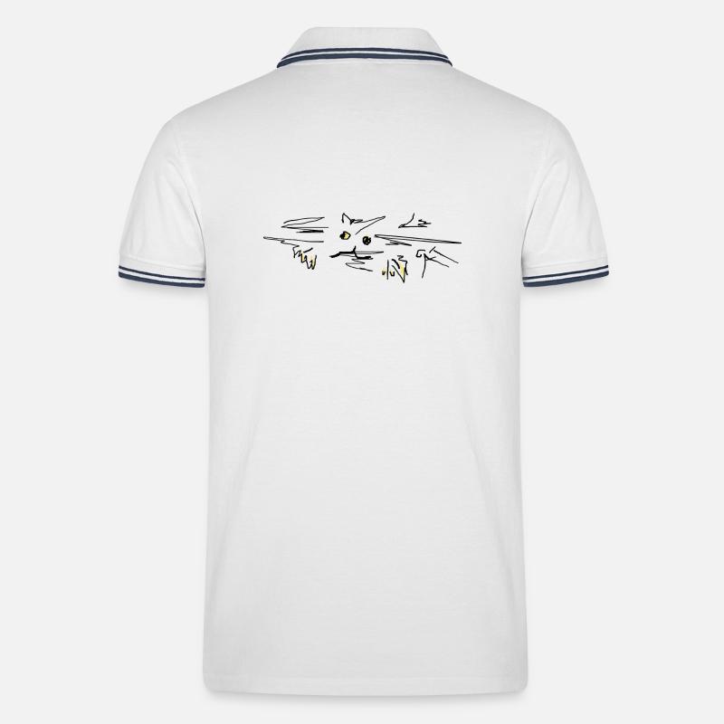 Katze cat - Männer Tipped Poloshirt - Weiß/Navy