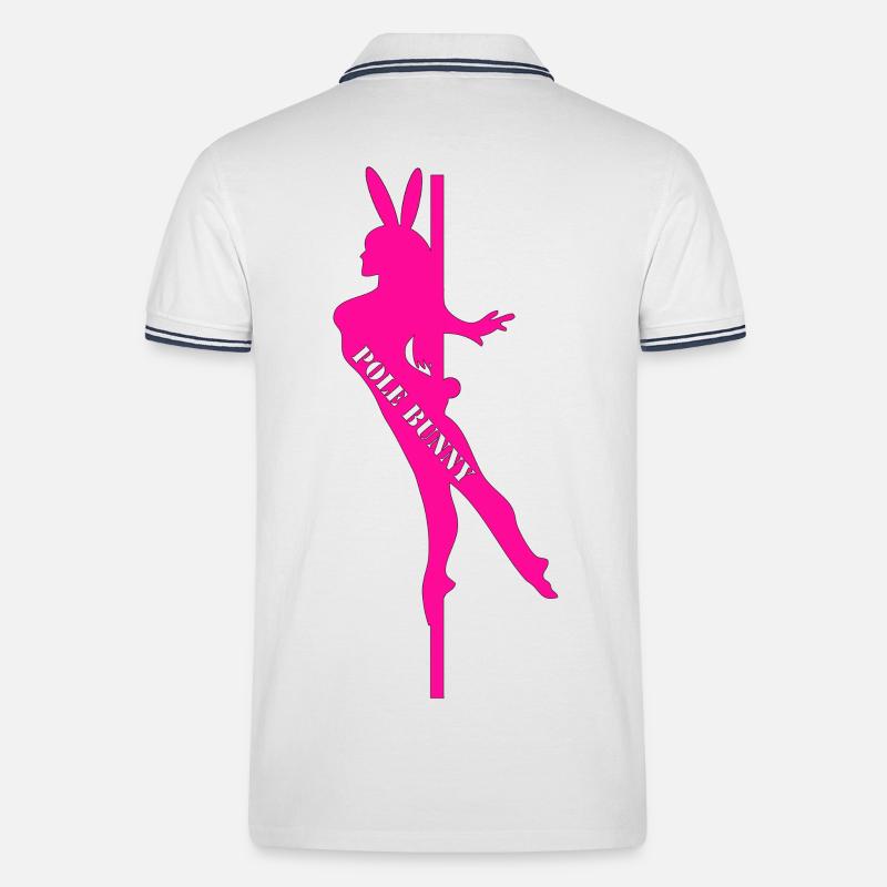 Pole Bunny Silhouette - Männer Tipped Poloshirt - Weiß/Navy