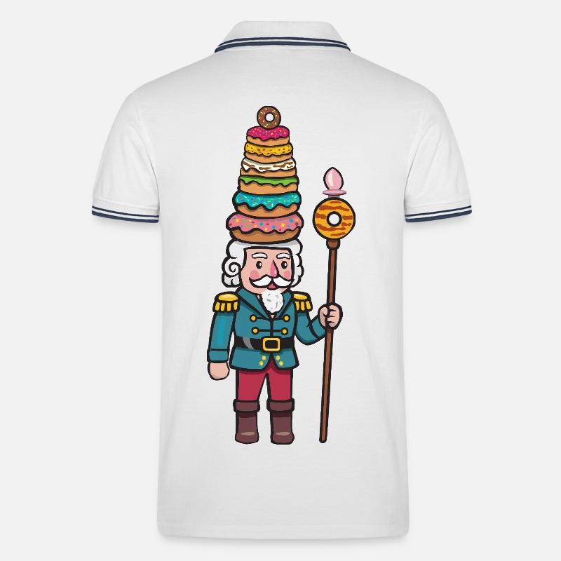 Donut-Cracker Nussknacker - Männer Tipped Poloshirt - Weiß/Navy