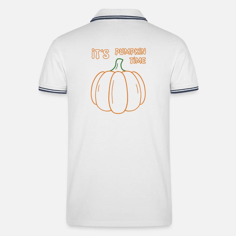 Its Pumpkin Time Illustration - Männer Tipped Poloshirt - Weiß/Navy