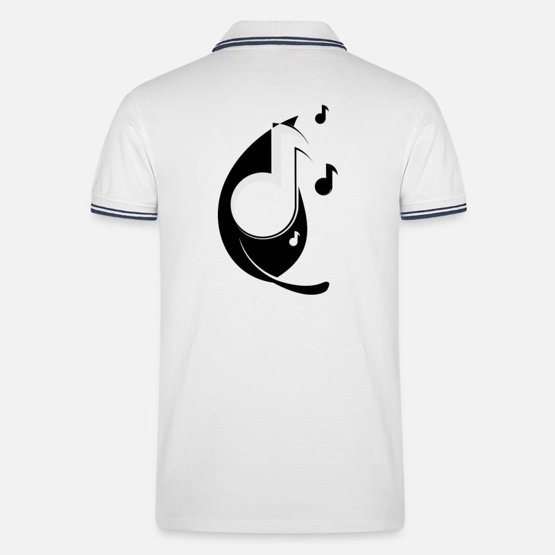 Blatt Noten - Männer Tipped Poloshirt - Weiß/Navy