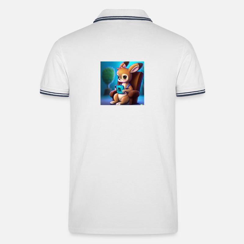 Kangou spielt - Männer Tipped Poloshirt - Weiß/Navy