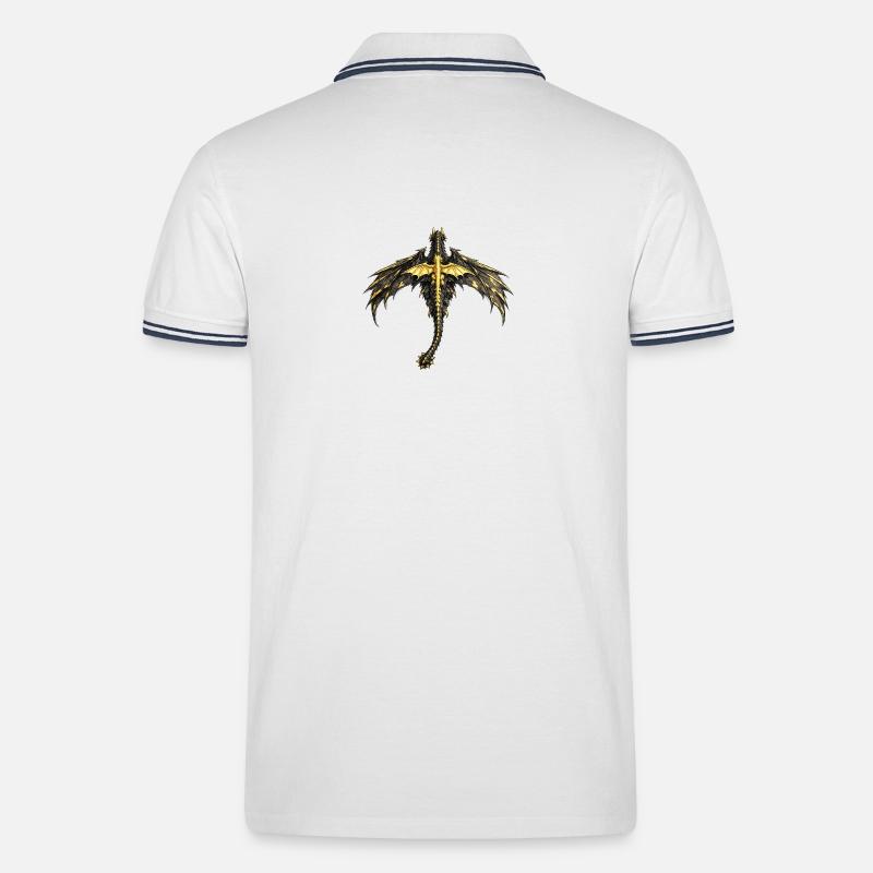 Fourth Wing Dragons - Männer Tipped Poloshirt - Weiß/Navy