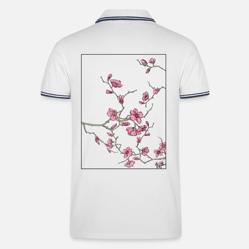 Design floreale dei fiori di ciliegio - Polo per uomo - bianco/navy