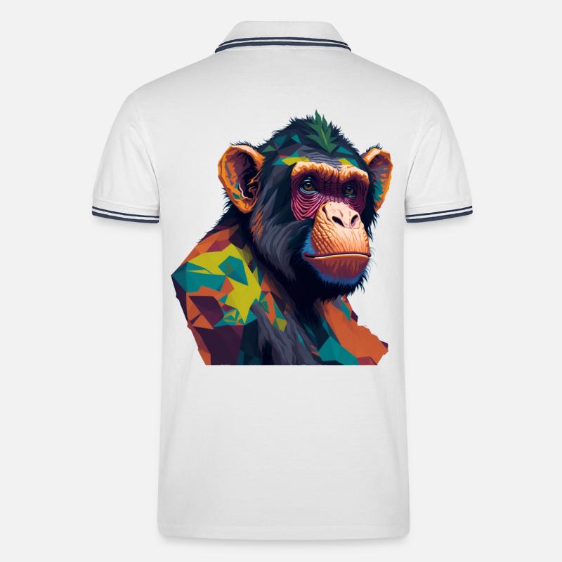 Scimpanzé - Polo per uomo - bianco/navy