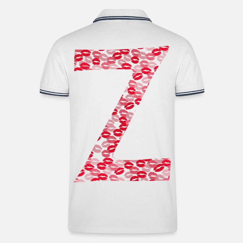 Buchstabe Z - Küsse Geschenkidee - Männer Tipped Poloshirt - Weiß/Navy