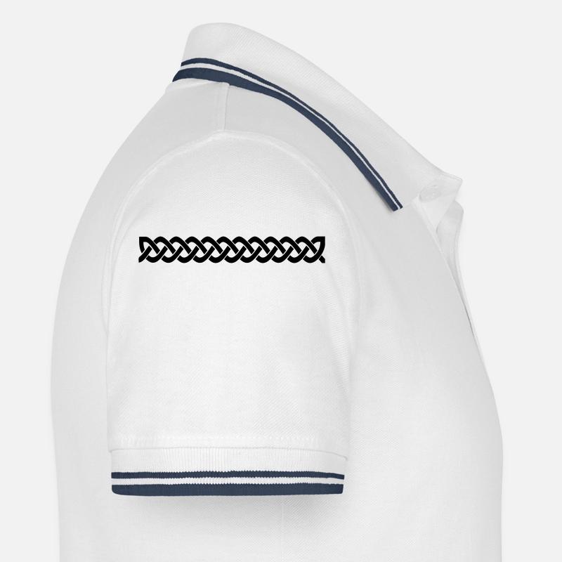 Celtic Border - Männer Tipped Poloshirt - Weiß/Navy