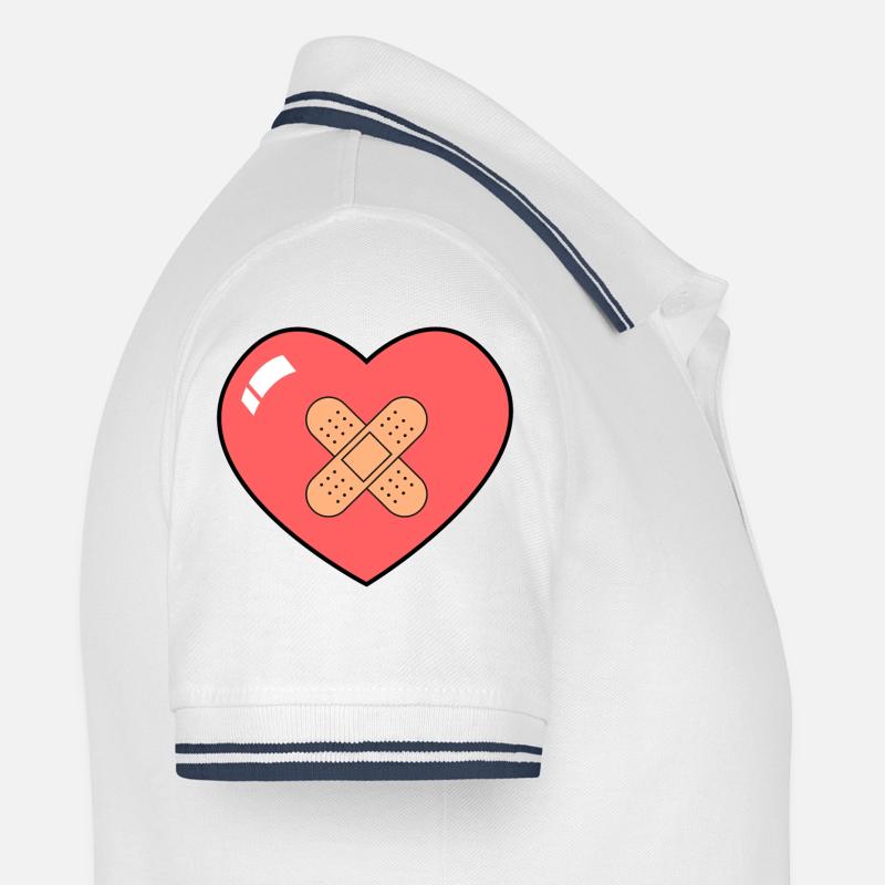 Herz mit Pflaster Männer Tipped Poloshirt