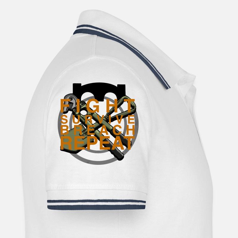 Kampf Überleben Durchbrechen Wiederholen - Männer Tipped Poloshirt - Weiß/Navy