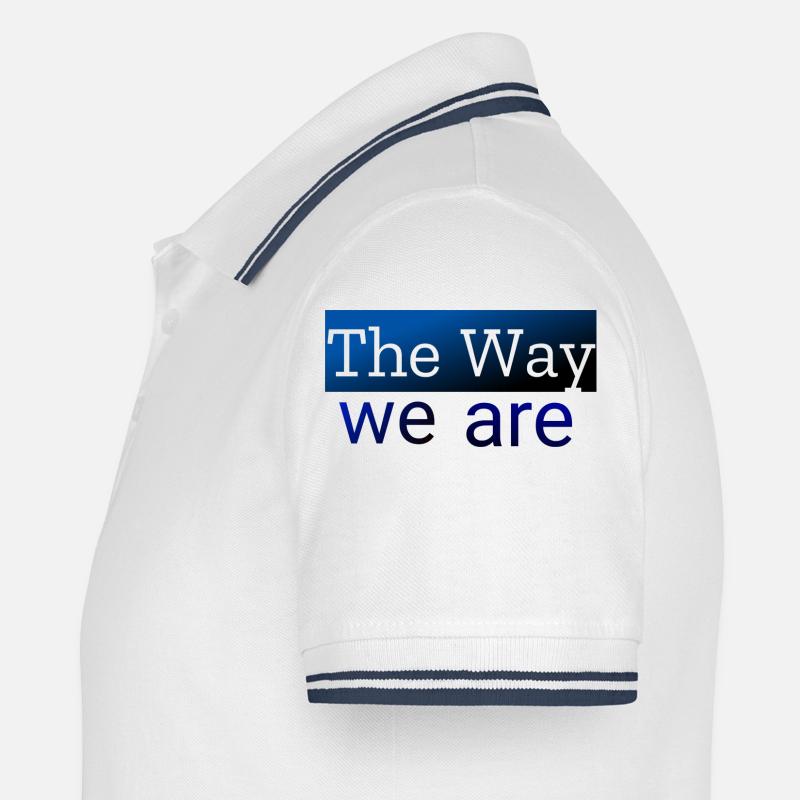 Abstrakte Wellenmuster in Blau - Männer Tipped Poloshirt - Weiß/Navy