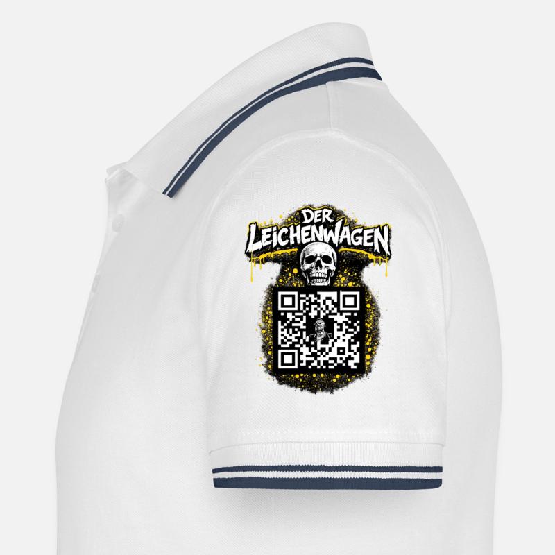Der Leichenwagen mit QR Code - Männer Tipped Poloshirt - Weiß/Navy